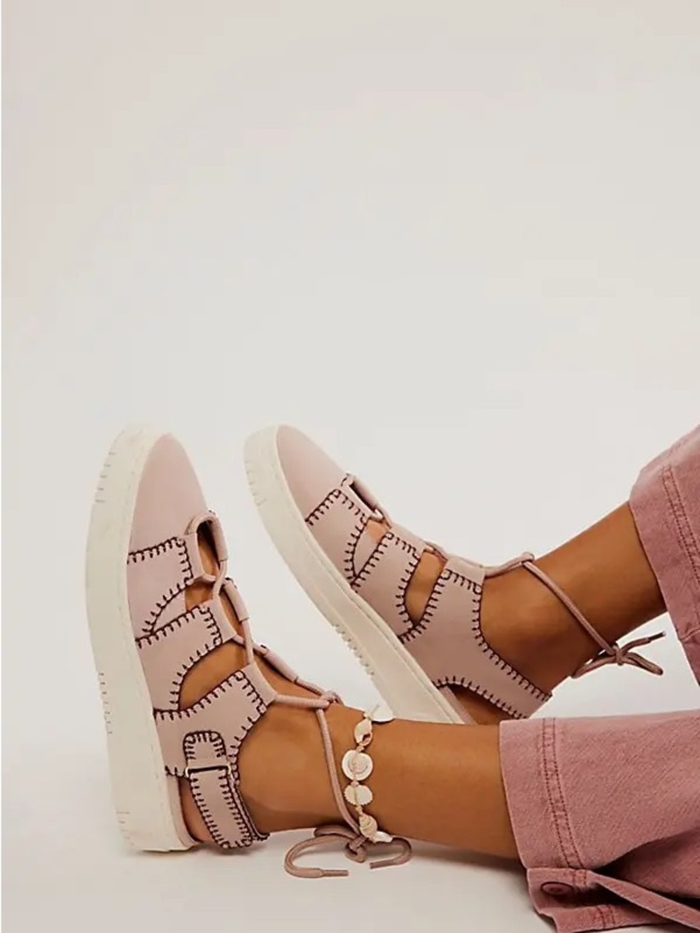 Free People Thirty Love Cutaway Sandal Sneakers in Blush Pink